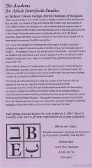 Hebrew Union College-Jewish Institute of Religion Academy for Adult Interfaith Studies Spring 2001 Course Listings