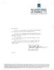 Agudath Israel of America (New York, New York) - Thank You Letter re: Contribution made, 1978