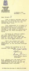 Agudath Israel of America (New York, New York) - Membership Dues Reminder, 1994