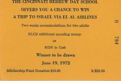 Cincinnati Hebrew Day Schools (Cincinnati, OH) - Raffle Ticket (nos. 794-799) for Scholarship Fund Raffle, 1972