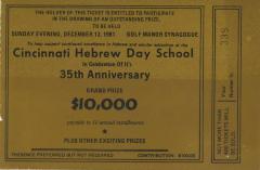 Cincinnati Hebrew Day School (Cincinnati, OH) - Raffle Tickets (no. 338-40) for 31st Anniversary Drawing, 1981