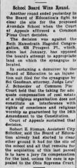 Article on Lawsuit Taking Land from Beth Hamedrath Hagodol for Building of Avondale School (Cincinnati, Ohio)