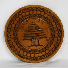 Decorative Wooden Plate Depicting Cedar Tree from Milton Orchin's Personal Collection