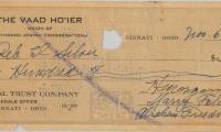 Check from VAAD Hoier of Cincinnati to Rabbi Eliezer Silver in 1944 for his use in Rescuing Jews in Europe