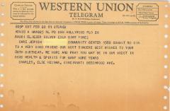 Telegrams Sent to Rabbi Eliezer Silver on his 80th Birthday, 1961