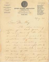 Thank You Letter sent to Edward Kay from the Jewish Centers Association