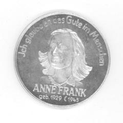 Silver Medal Struck In Memoriam of Anne Frank (“I still believe in the good of mankind”)