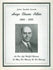 Hugo Chaim Adler Funeral Program