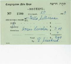 New Hope Congregation Donor Receipt