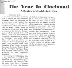 Article Regarding 1931 Election of Rabbi Eliezer Silver as Chief Rabbi of Cincinnati