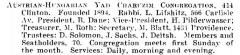 Bio of Austrian-Hungarian Yad Charuzim Congregation (Cincinnati, Ohio) from the American Jewish Year Book 1900 – 1901, 5661