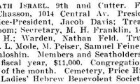 Bio of Adath Israel Congregation (Cincinnati, Ohio) from the American Jewish Year Book 1900 – 1901, 5661
