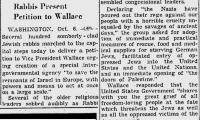 Article Regarding Petition to Vice President of the United States Wallace Beseeching the United States to Deliver European Jews From Extermination by the Nazis