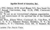 Agudath Israel of America Organizational Summary from the 1940 American Jewish Yearbook