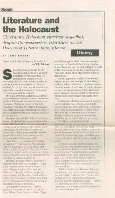 "Literature and the Holocaust" - article, unknown publication 
