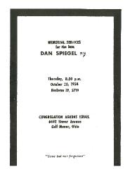 Golf Manor Synagogue / Agudath Israel - Dan Spiegel Memorial Service - 1958