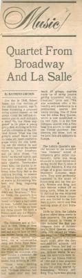 "Quartet From Broadway and La Salle" - article published in The New York Times